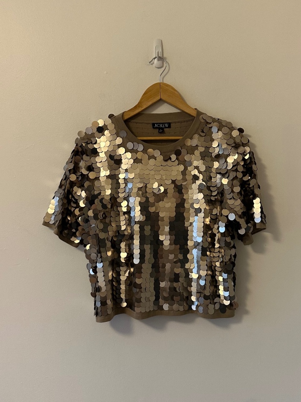 J. Crew Collection Sequin Paillette Embellished T-Shirt | Size Medium